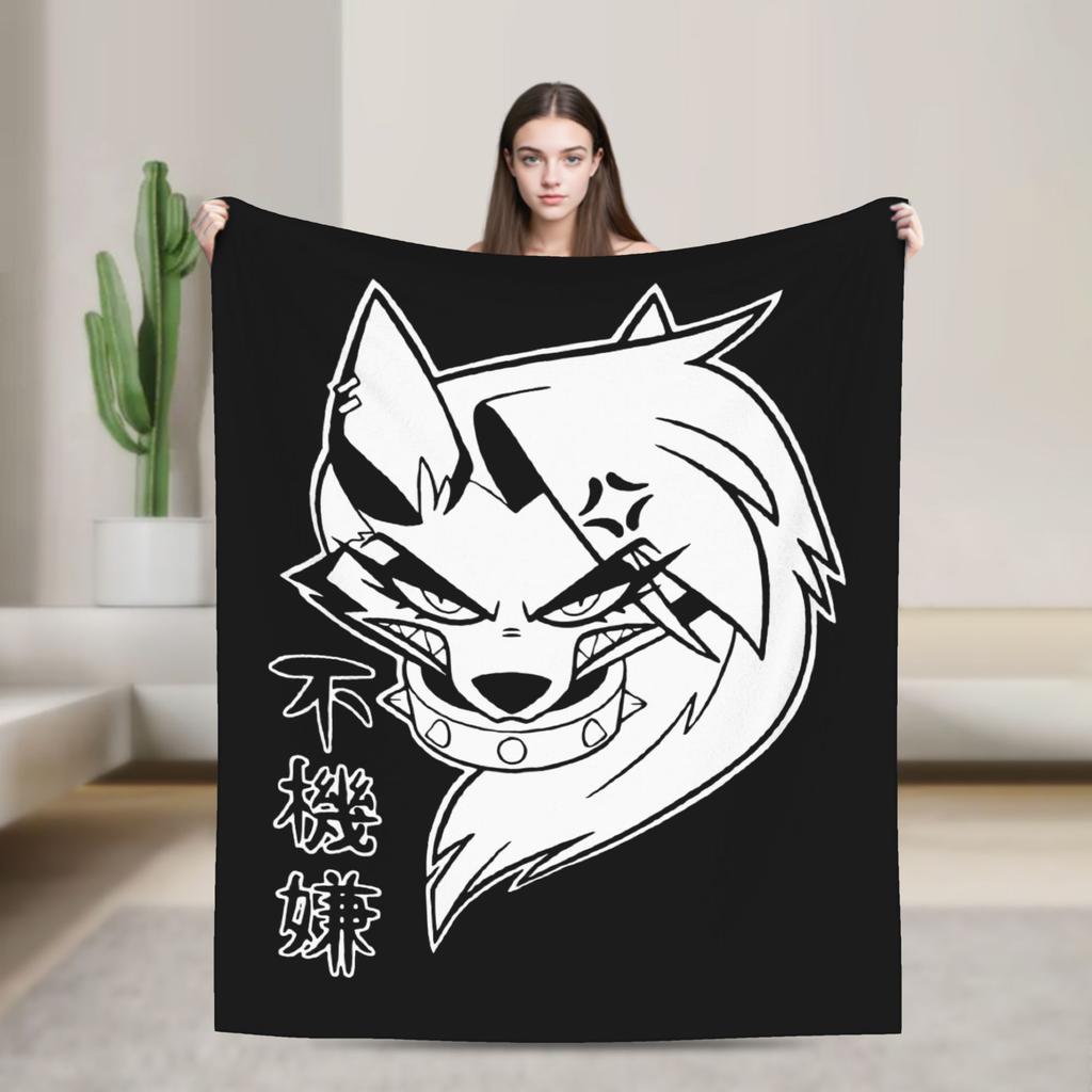 Loona Don't Care Dark Coral Fleece Plush Throw Blankets Helluva Boss Anime Blankets for Sofa Outdoor Ultra-Soft Bedding Throws