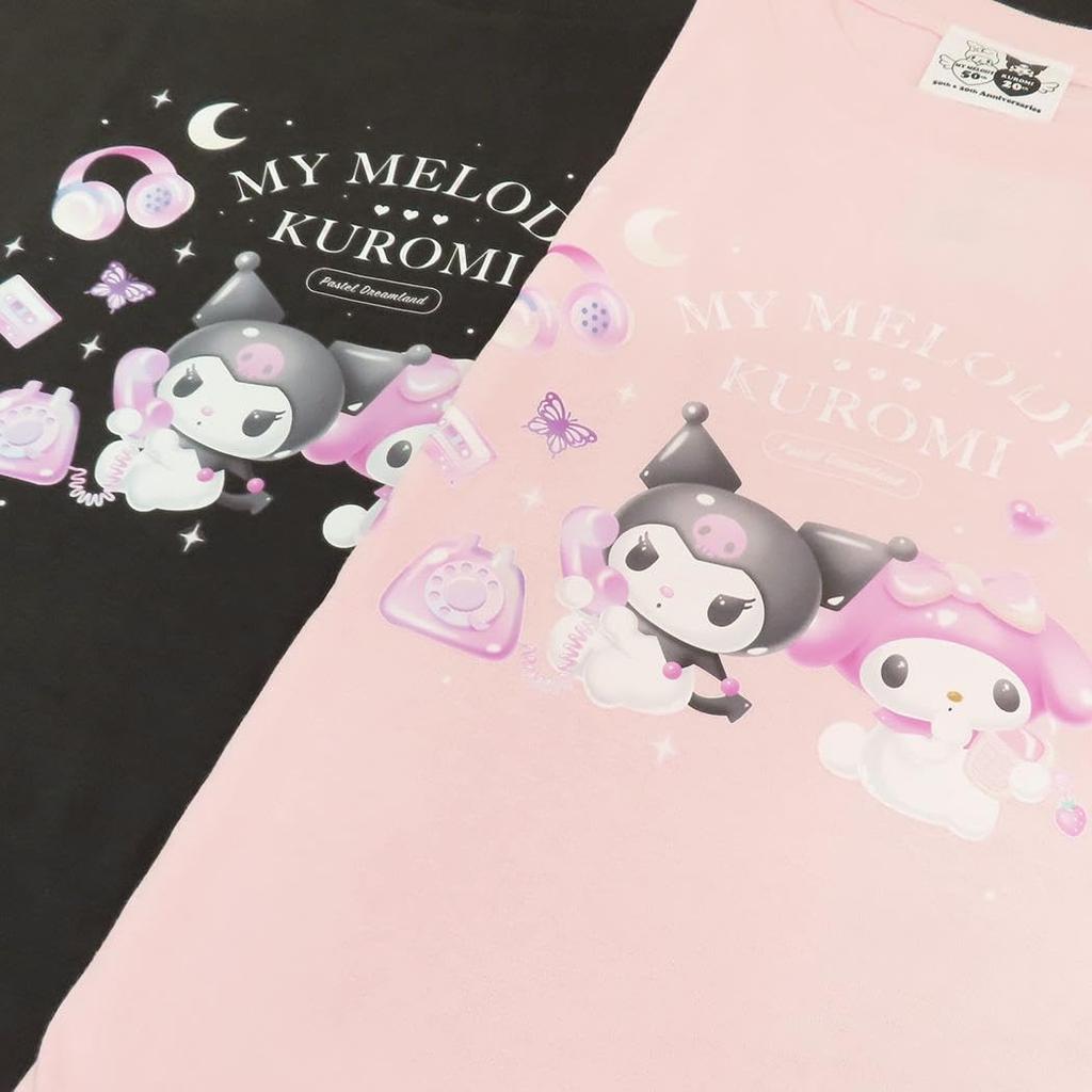My Melody Kuromi Pastel Dreamland T-shirt Black L size