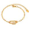 Exquisite Zircon Oval Pendant Bracelet for Women,Gold Color Stainless Steel Small Square Chain Bracelets,Fashion Jewelry Gifts