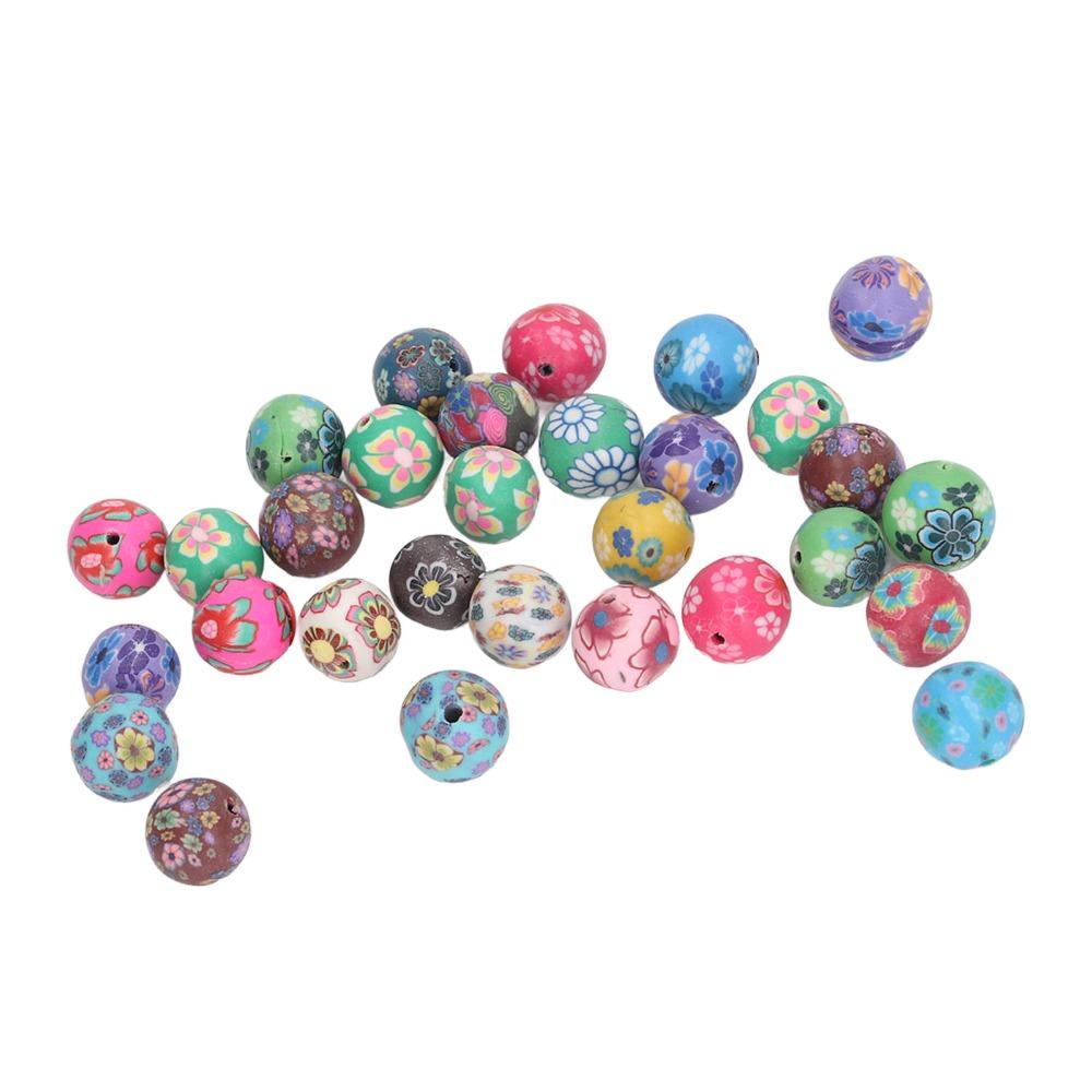 200pcs Handmade Clay Round Beads 0.31 Inch Spacer Beads Polymer Clay Beads For Jewelry Making