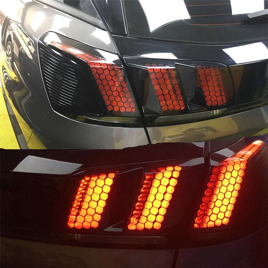 Black Car Rear Tail Light Cover Honeycomb Sticker Tail-lamp Decal Accessories
