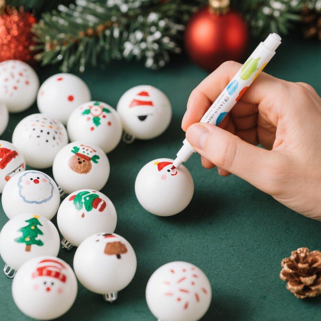 25Pcs Blank Christmas Ball Ornaments Shatterproof with 4 Pens,3cm Paintable Xmas Tree Hanging