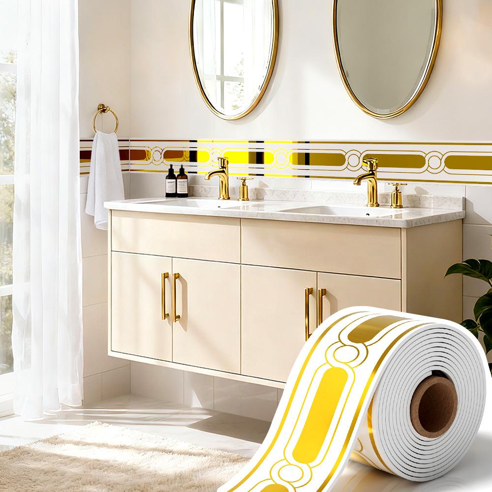 Thickened Waterproof PVC Self-Adhesive Tile-Look Baseboard Sticker