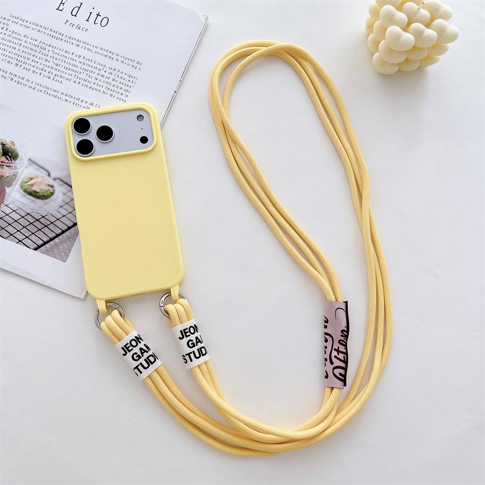 Phone Case for IPhone 17 Air 16E 15 14 Plus 13 12 11 Pro 17 Pro Max Crossbody Necklace Strap Lanyard Candy Color Silicone Cover