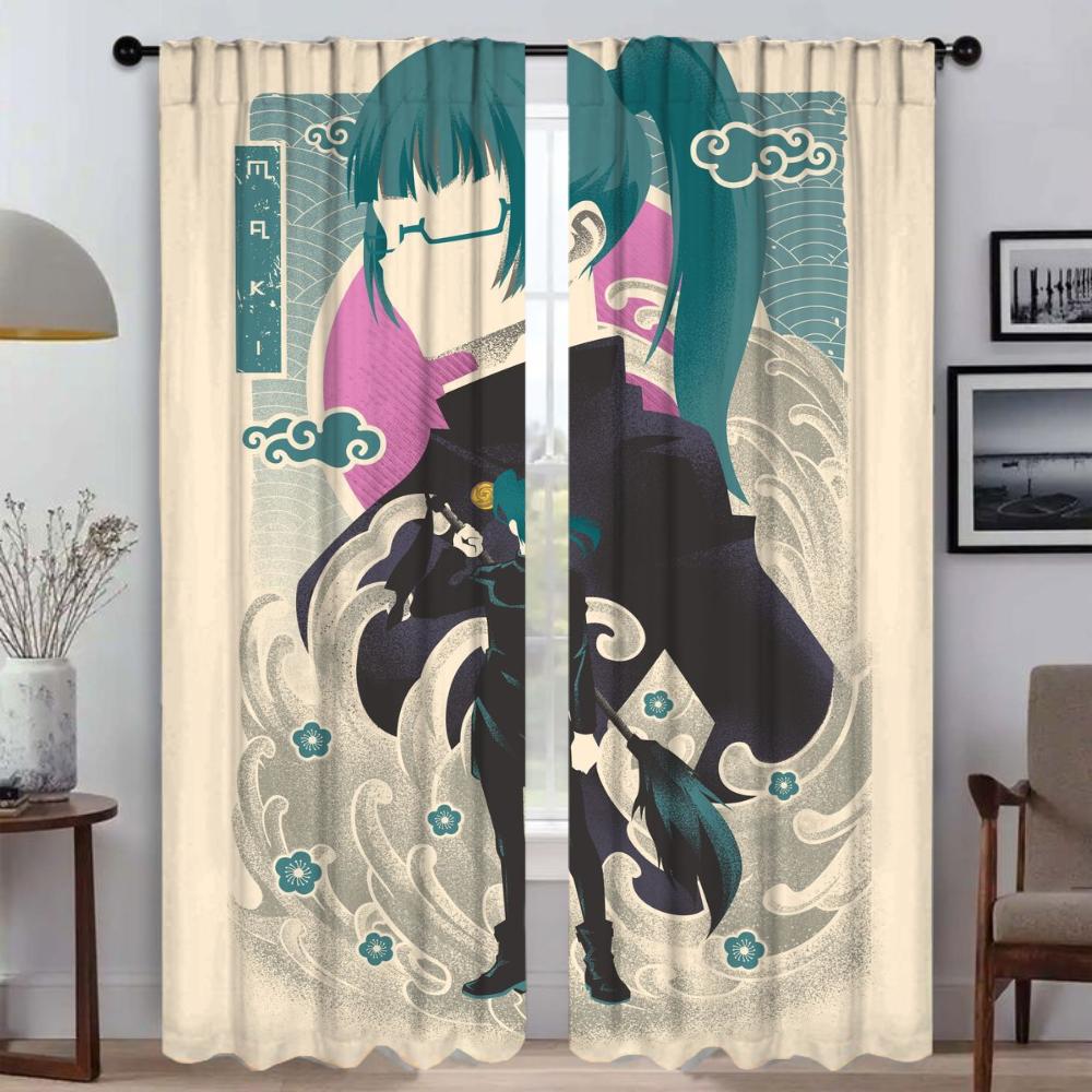 Anti-mosquito Curtains for Living Room Jujutsu Kaisen Home Interior Curtains 2 Pieces Tulle for Bedroom Halloween Decoration