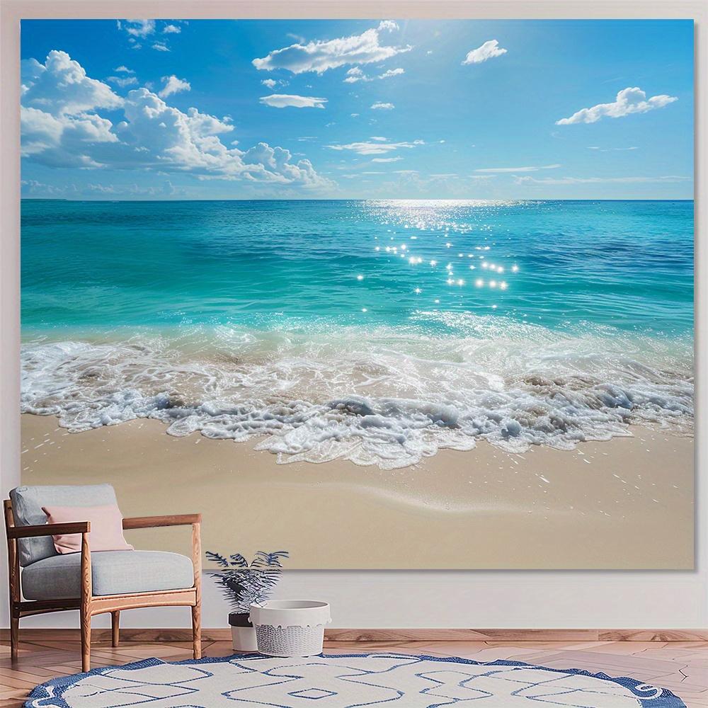 1pc Tropical Beach Party Banner, 90.5/118.1in Lightweight Photo Backdrop, Ocean Sky Sea Design for Indoor Outdoor Summer Event
