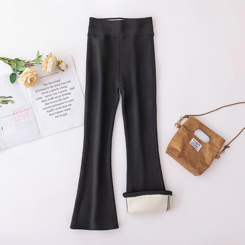2025 Girls High-Waist Velvet Flare Yoga Dance Pants for Autumn & Winter 170 cm чёрный