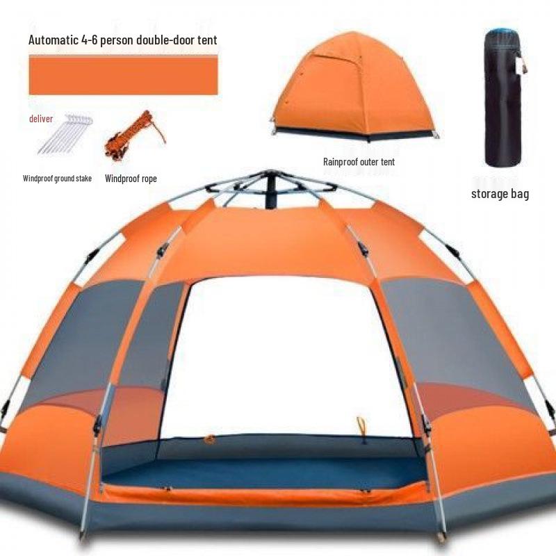 Quick Open Folding Double Layer Tent for 3-5 People - Perfect for Camping, Beach, or Park