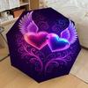 1pc Hearts Wings Automatic Open/Close Umbrella Compact Folding Umbrella with 8-Rib Shaft for Women/Men, Elegant Birthday1319S