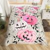 3D Print Pink Spooky Pastel Pumpkin Bedding Set Spooky Pastel Halloween Spooky Ghosts Washed Cotton Duvet Cover Or Pillowcase
