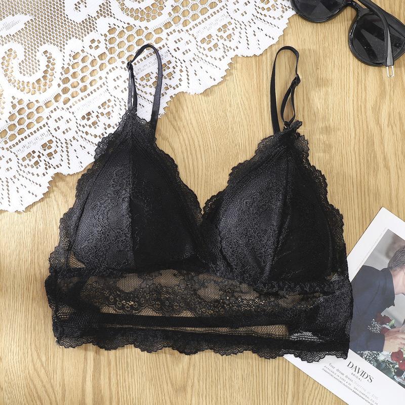 Low Back Bralette Ladies U Backless Invisible Lace Bra Polka Dot Mesh Ultra Thin Underwear Women Lingerie Tank Top Bras