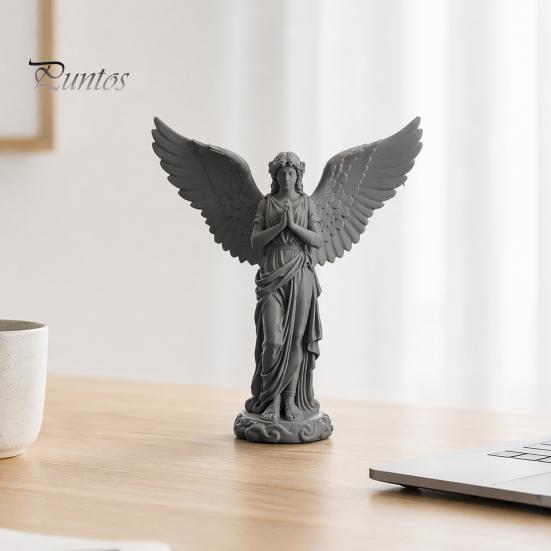 Tisch-Engelsstatue 3D-gedruckte betende Figur, Retro-Schutzengel-Statue Ornament, Künstlerische geflügelte Frauendekoration für Zuhause, Büro, Einweihung