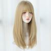 Straight Layered Blonde Wigs With Neat Bangs High Density Synthetic Natural Fake Hair Wig For Women Daily Cosplay Party Wigs
