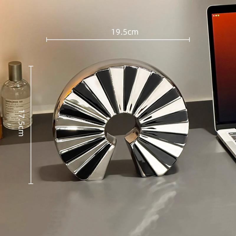 Керамические поделки Веерообразные украшения Геометрические полукруглые полые скульптуры Аксессуары для домашнего декора