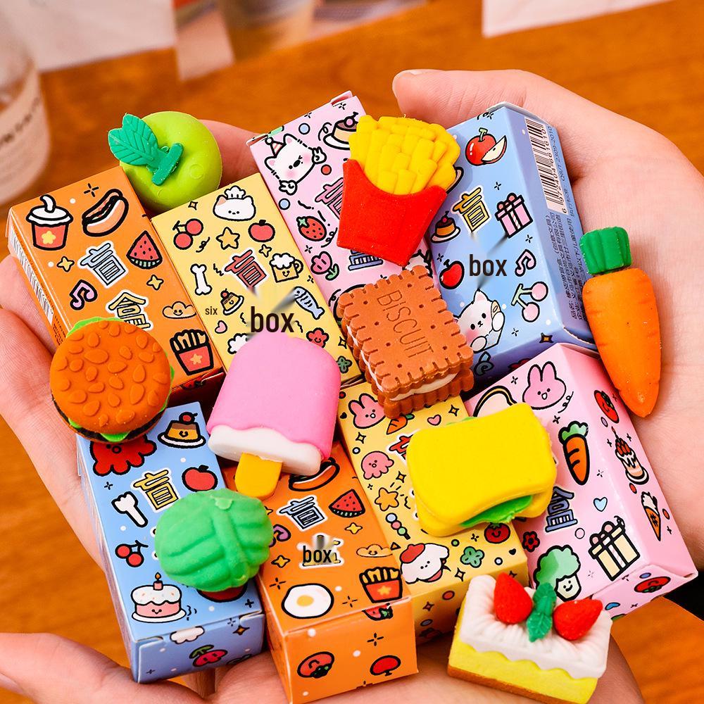 Cartoon Snack Eraser Blind Box – Cute, High-Value Stationery Gift for Students