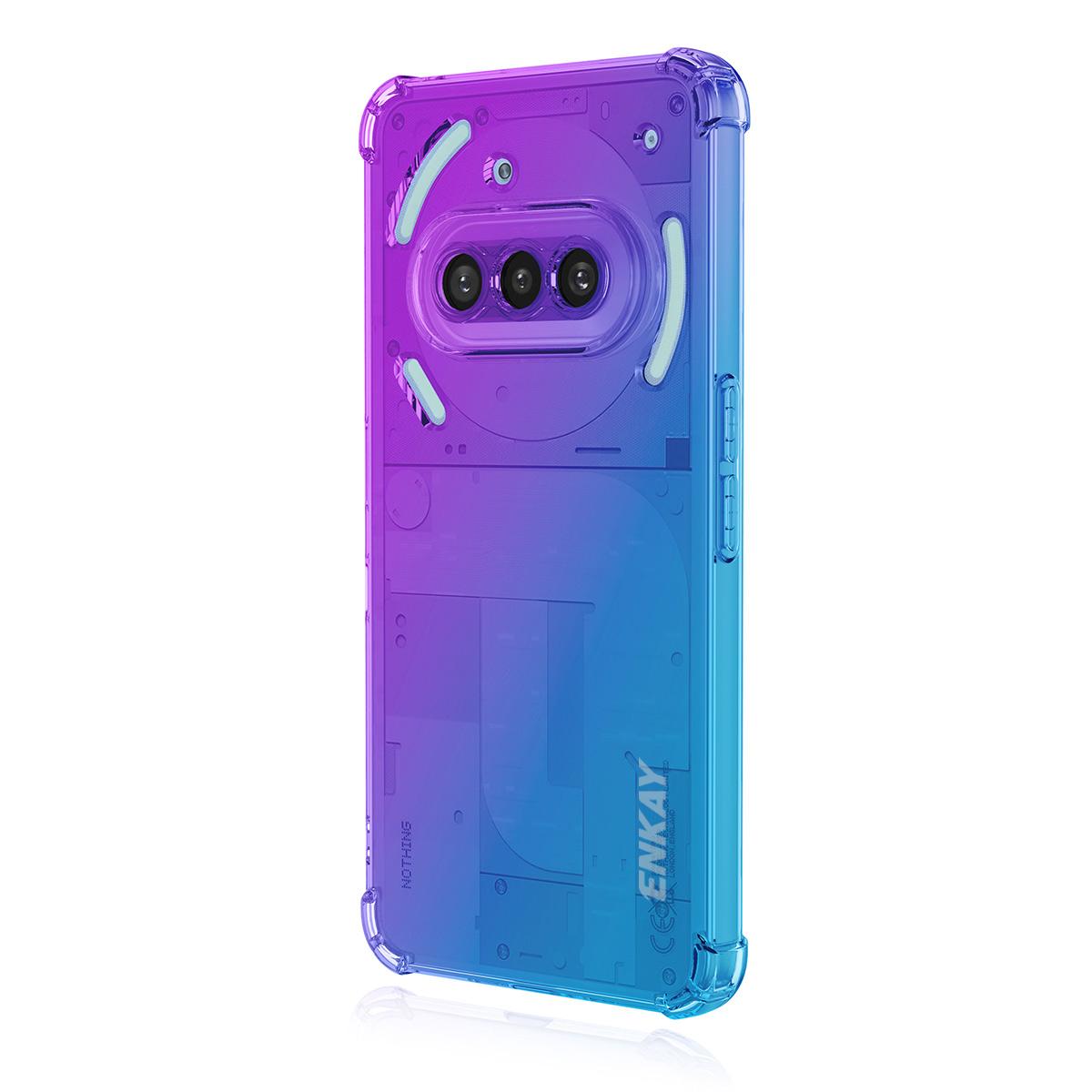 

Ні за що Телефон (3а) Чохол з ТПУ ENKAY Потовщений Чотирикутовий Протиударний Чохол для Телефону Purple/Blue