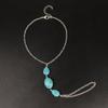 European, American, Retro Style, Water Drop Turquoise Oval Turquoise Beaded Handmade Finger Anklet