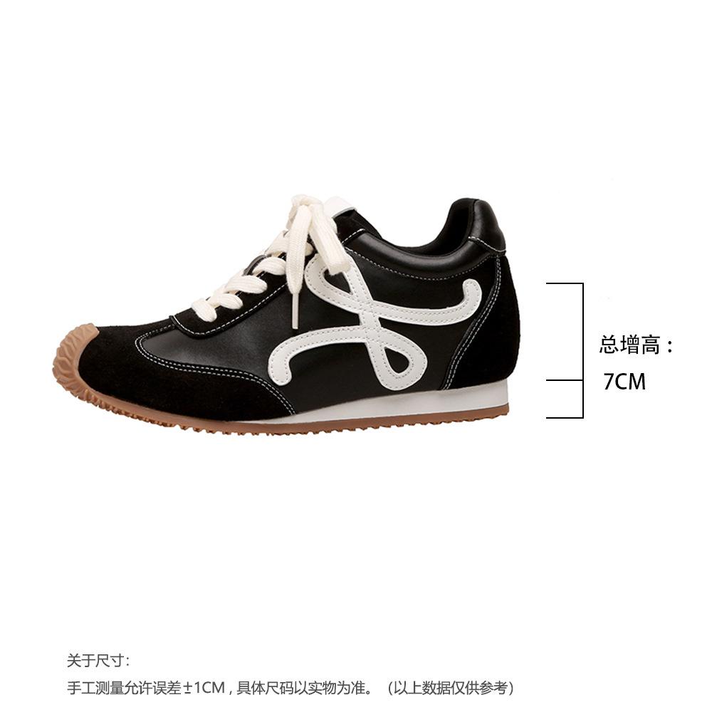7Cm Version Inner Height Increase Forrest Gump Shoes Women's Leather 2025 New Small Retro German Training Shoes Versatile Casual Single Shoes