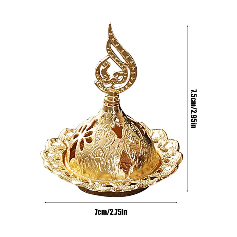 Goldener Metall Räuchergefäß Naher Osten Arabischer Aromabrenner Kerzenständer Doppelnutzung Tischdekoration Ständer für Yoga Heimzimmer