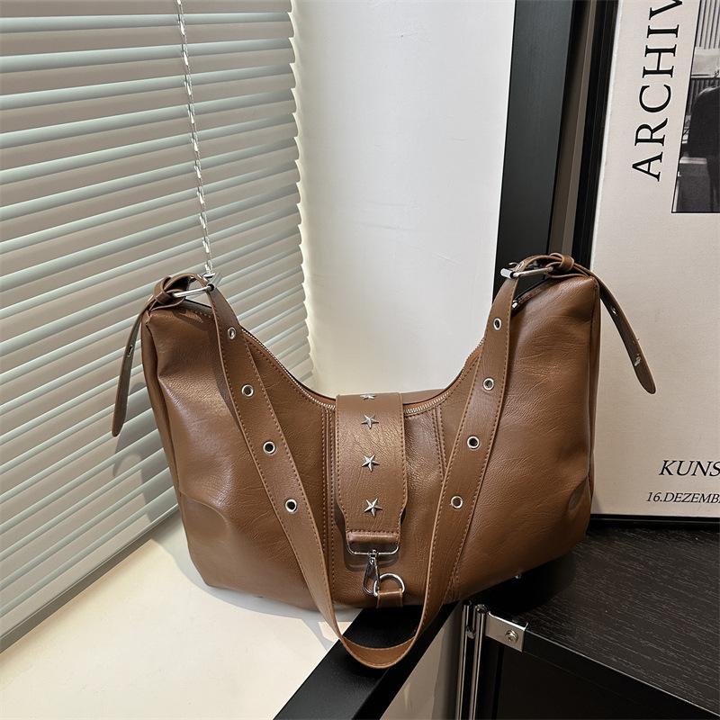 Yogodlns New Casual Fashion Hobos Bags for Women Retro Sling-shoulder Crossbody Bag Versatile Ladies Purse High Quality PU Leather Handbag