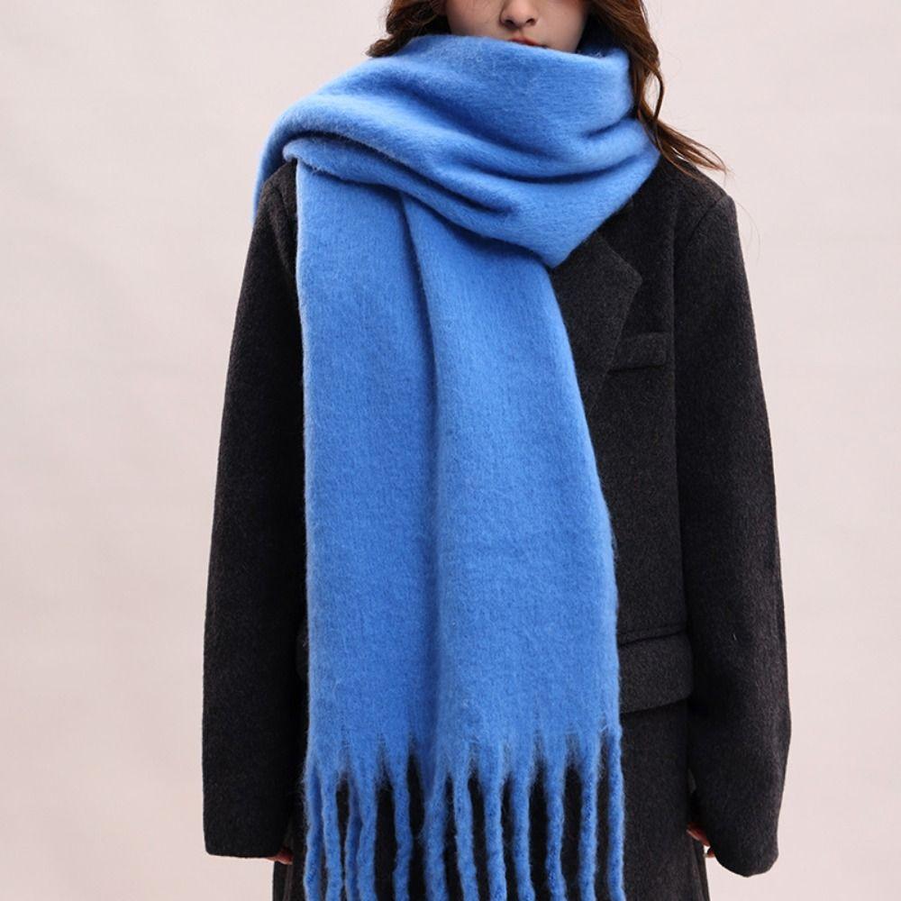 Mohair Winter Wool Scarf Plush Long Shawl Simple Winter Cashmere Scarves  Student