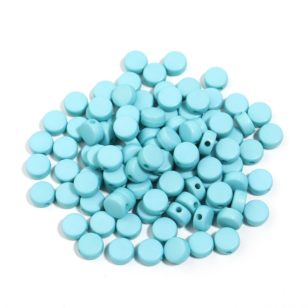 100pcs 7mm Acrylic Beads Solid Color Flat Round Loose Spacer Beads For Jewelry Making DIY Handmade Bracelet Necklace Accessories
