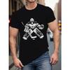 Ice Hockey Goalie In Full Gear Print Men's Graphic Short Sleeve T-Shirt, Casual Summer Top, Crew Neck, For Summer Wear