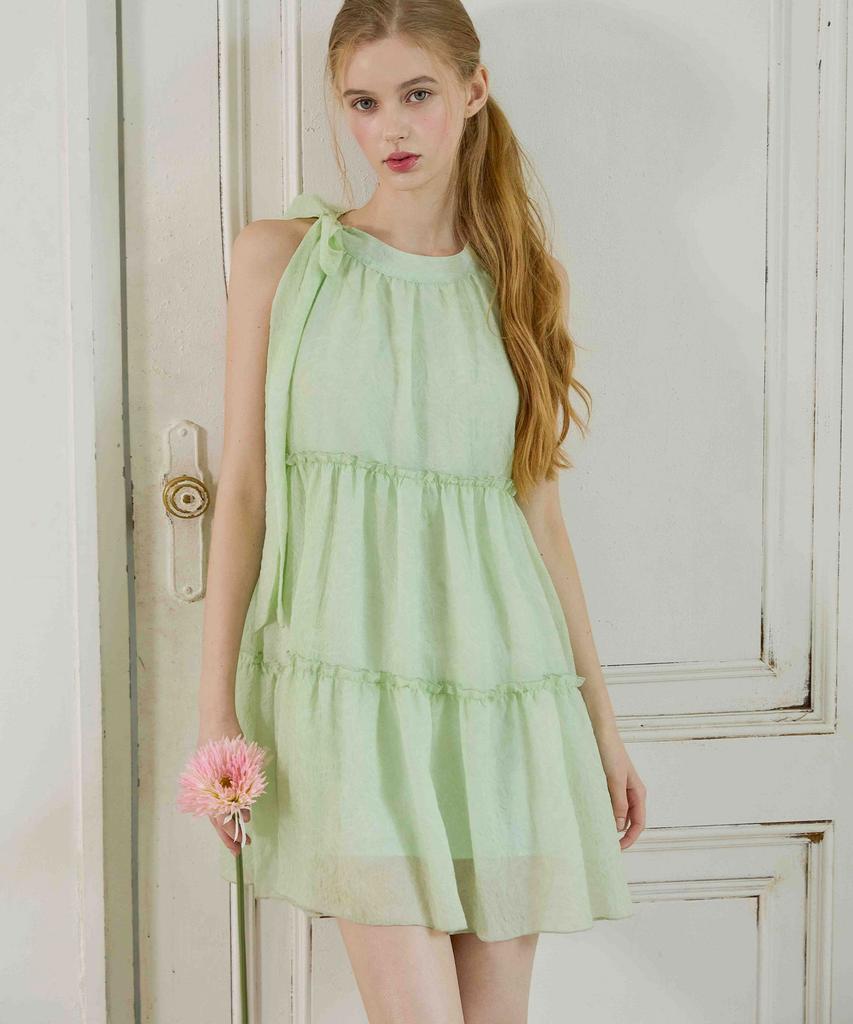 Bikini Bender Sehi'S Ribbon Halter Mini Dress - Melon