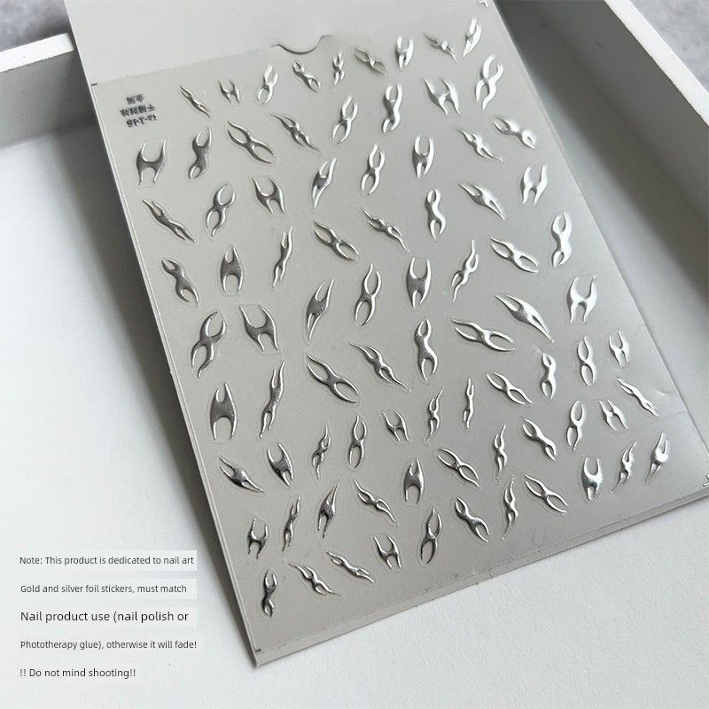 

Y2kgender-Free Manicure Stickers for Boys and Girls Thin Tough silver Flame Totem