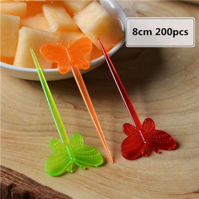 100pcs 12cm Fruit Cocktail Pick Stick Different Style Bamboo/PVC Buffet Cupcake Toppers Bar Tools Barware