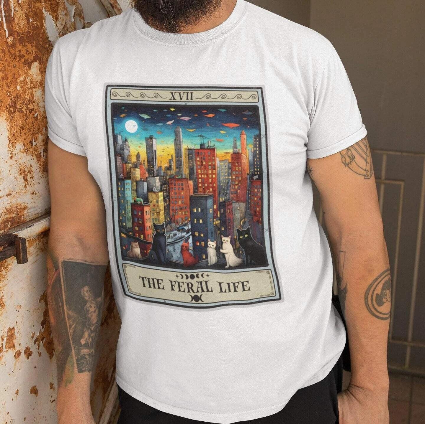 The Feral Life Tarot Card Shirt, Feral Cat 4XL