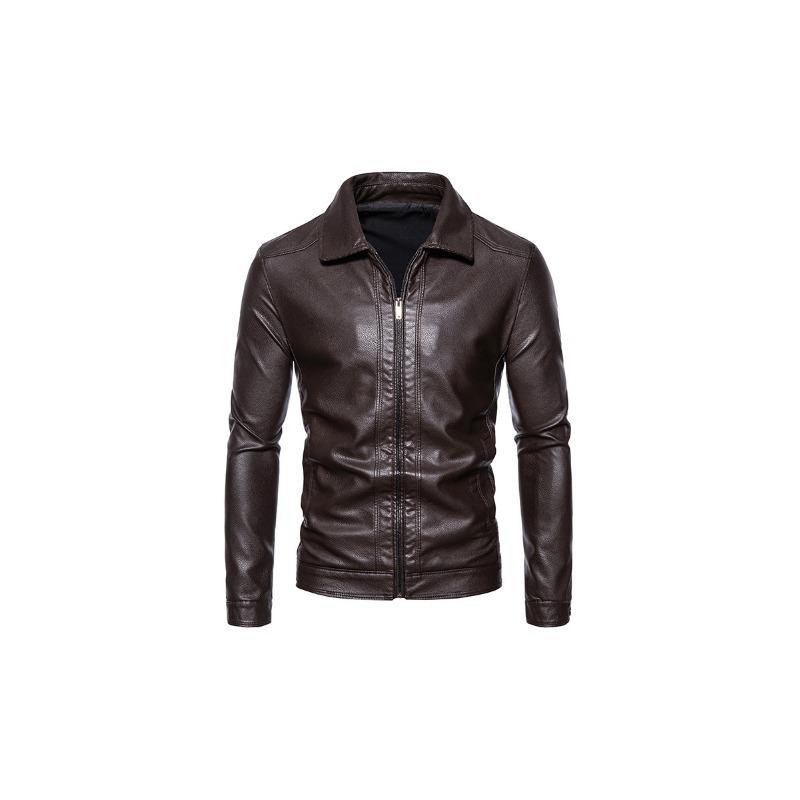 

Кожаная куртка нового стиля для мужчин, Модная мотоциклетная кожаная куртка для мужчин, Приталенная куртка из ПУ кожи для мужчин, Куртка с лацканами для деловых мужчин 4XL