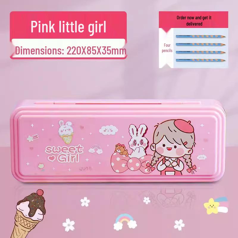 2024 High-Tech Multi-Functional Pencil Case with Multi-Layer Lock - Girls' Style