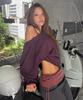 CITTA Off-Shoulder Applicatie Sweatshirt_Ctt3042(Bourgondië)