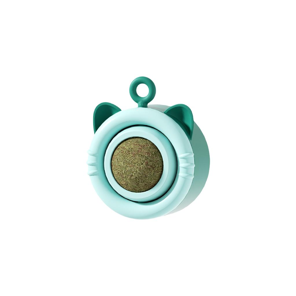 Katžolių kamuoliukas žaislas katėms - besisukantis prie sienos tvirtinamas interaktyvus žaislas su keičiamais katžolių/ vynmedžio kamuoliukais, savarankiškai pramoginantis kramtomas moliarinis žaislas, skirtas laikyti kates