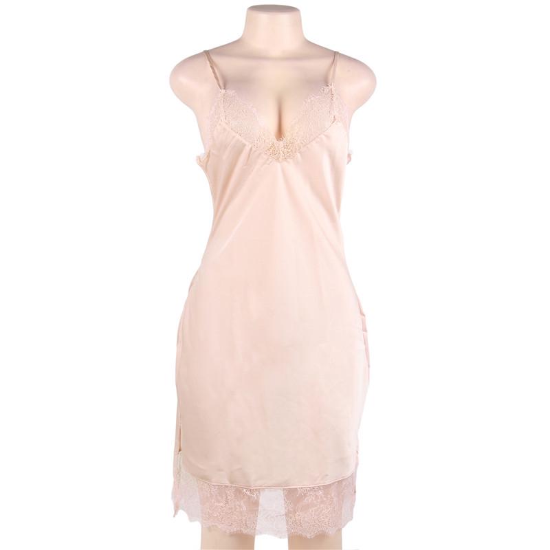 European American Plus Size Silk-Style Camisole Nightgown