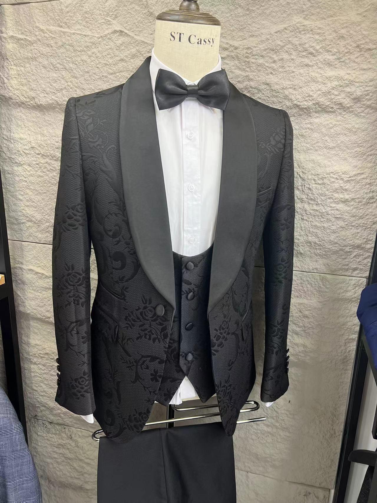 Men s Slim-Fit Casual Three-Piece Suit for Wedding or Hosting XXXL