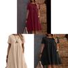 Vintage Cotton Linen Summer Dress With Pockets And Pleated Details For Women