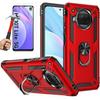 Protective Case - E.F.CONNECTION - For Xiaomi 10T Lite - Army Red - Set of 2 Tempered Glasses - Rigid