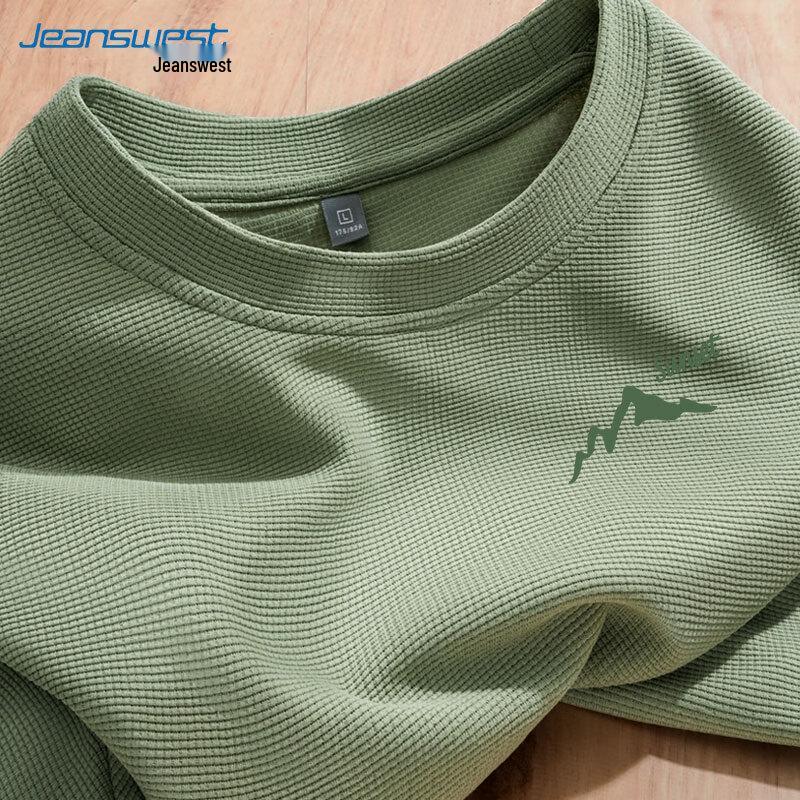 Jeanswest Men s Waffle Knit Anti-Wrinkle Long Sleeve T-Shirt 4XL