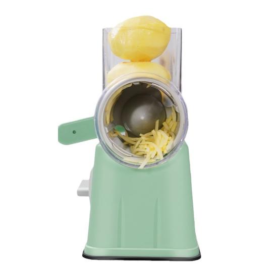 6-in-1 Rotary Vegetable Cutter Handheld Food Chopper with Stainless Steel Blades Kitchen Gadget for Grating Slicing Dicing