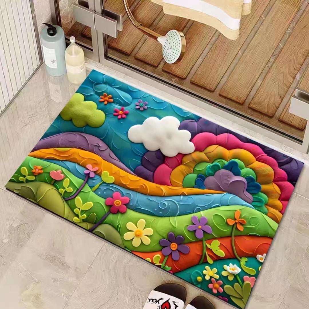 

Радужная серия Коврик для ванной комнаты Водопоглощающий Быстросохнущий Туалет Нескользящий 40*60cm