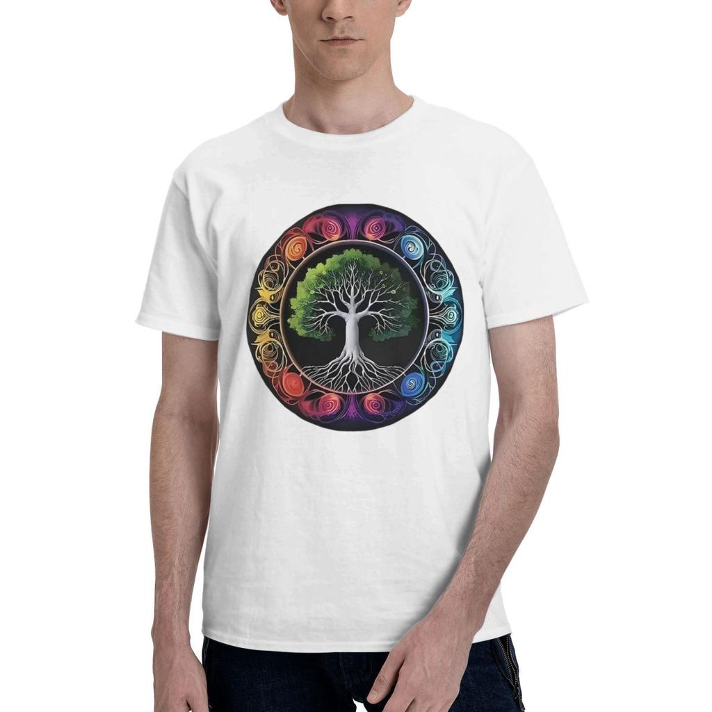 Colorful Tree Of Life 100 Cotton Casual Breathable Confortable Tshirt Funny Ugus TShirts Mens Wear