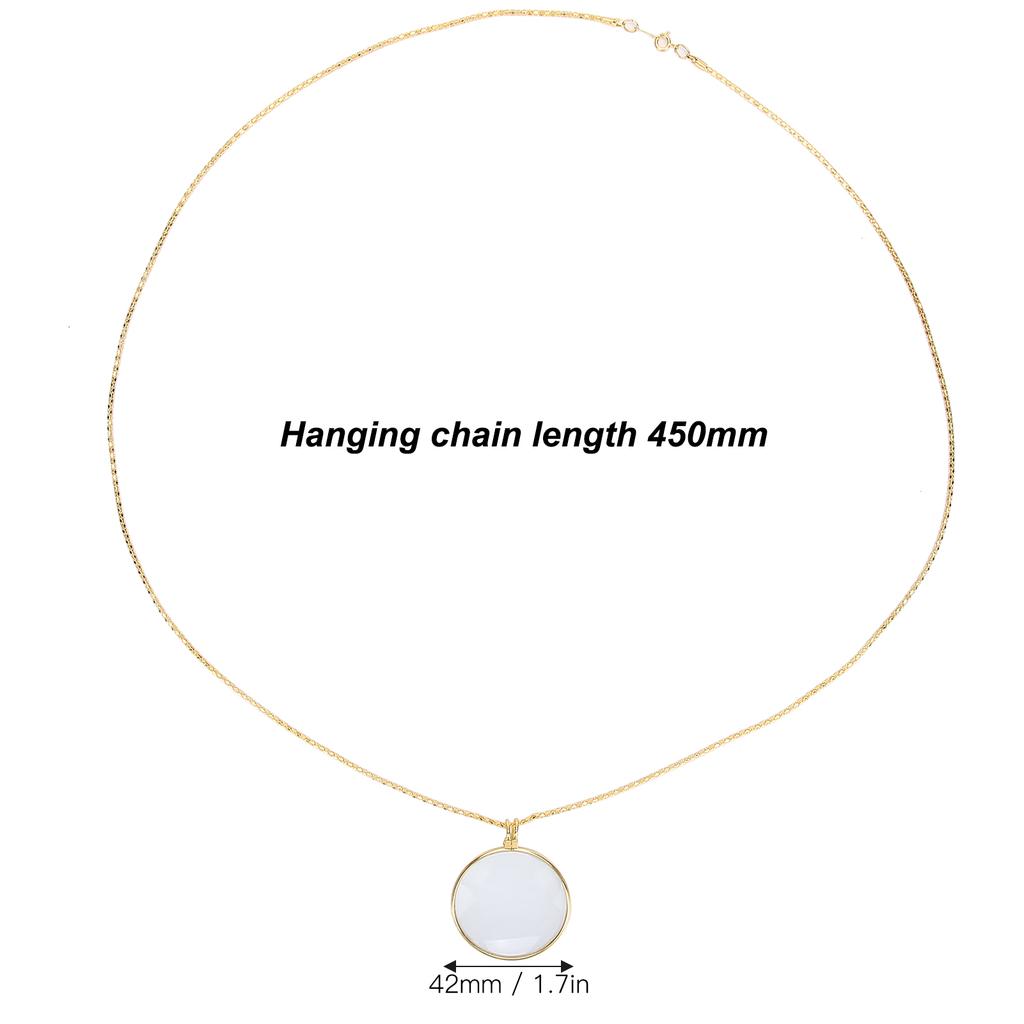 5X Alloy Necklace Magnifying Glass Portable Rding Pendant Magnifier with Chain