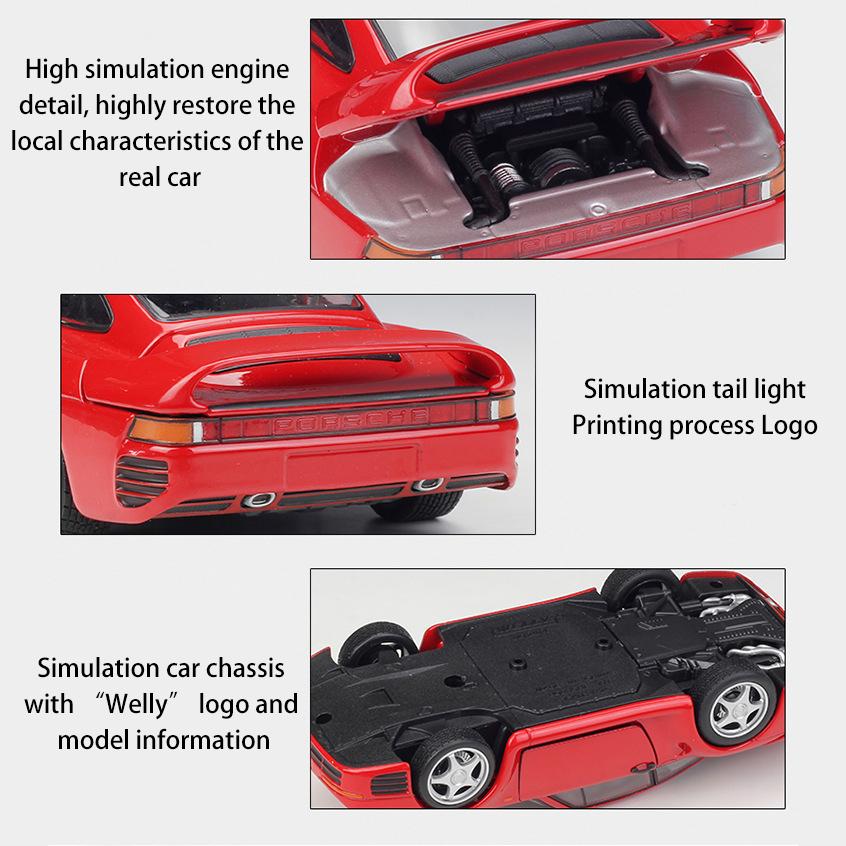 1/24 skala WELLY Porsche 959 aluminiowy Model samochodu Diecasts metalowe pojazdy zabawkowe Model samochodu wysoka kolekcja symulacyjna prezenty dla dzieci