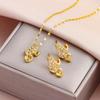 New Fashion Gold Plated Necklaces Earrings Sets For Women Female Trendy Party Jewelry Girls Daily Wear Neck Chain Earrings