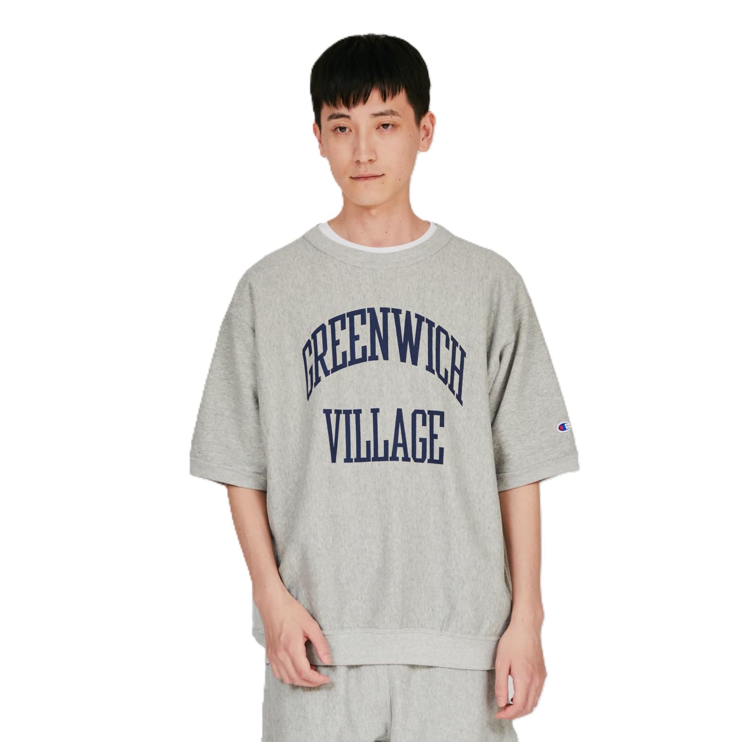 

Champion Reverse Short Sleeve Oxford Long Crew Cotton USA 10oz Relax Graphic Print Men s Weave® Sweatshirt, C3-B002, Gray, Sleeve, Neck, 100% Fleece,