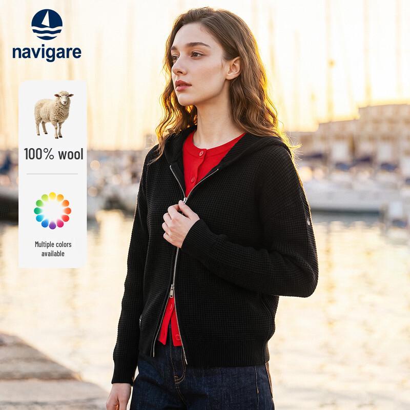 Navigare Women's Pure Wool Hooded Casual Jacket