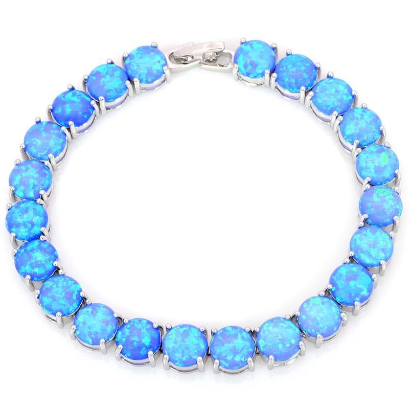 Opal Beach Round Bracelet Opal 8mm Round Bracelet Fashion Treasure Jewelry Set with Opal синий