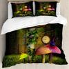Waldpilze und Elfen Magisches Bild Dreiteiliges 3D Digitaldruck Bettwäscheset